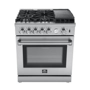 Forno Lazio 30 in. 4.3 cu. ft. Freestanding Gas Range with 5 Sealed Burners, Air Fry Function, Griddle, Stainless Steel (Model FFSGS6276-30)