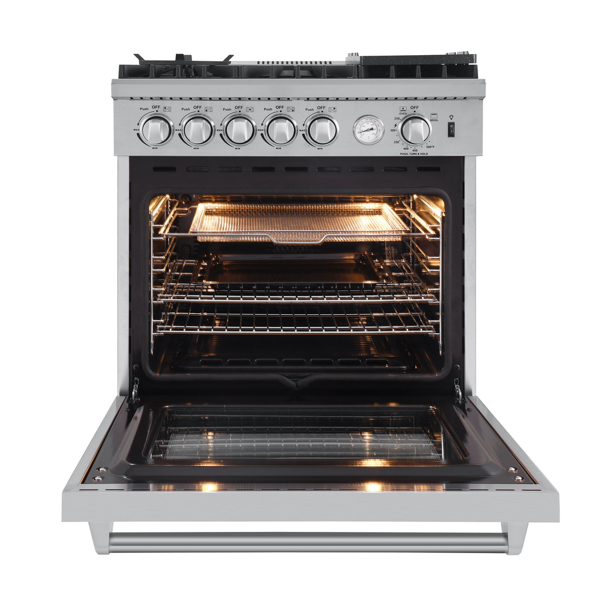 Forno Lazio 30 in. 4.3 cu. ft. Freestanding Gas Range with 5 Sealed Burners, Air Fry Function, Griddle, Stainless Steel (Model FFSGS6276-30)