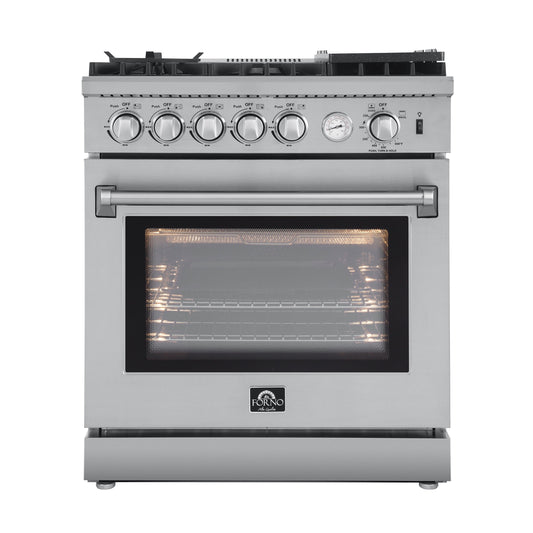Forno Lazio 30 in. 4.3 cu. ft. Freestanding Gas Range with 5 Sealed Burners, Air Fry Function, Griddle, Stainless Steel (Model FFSGS6276-30)