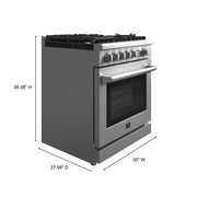 Forno Lazio 30 in. 4.3 cu. ft. Freestanding Gas Range with 5 Sealed Burners, Air Fry Function, Griddle, Stainless Steel (Model FFSGS6276-30)