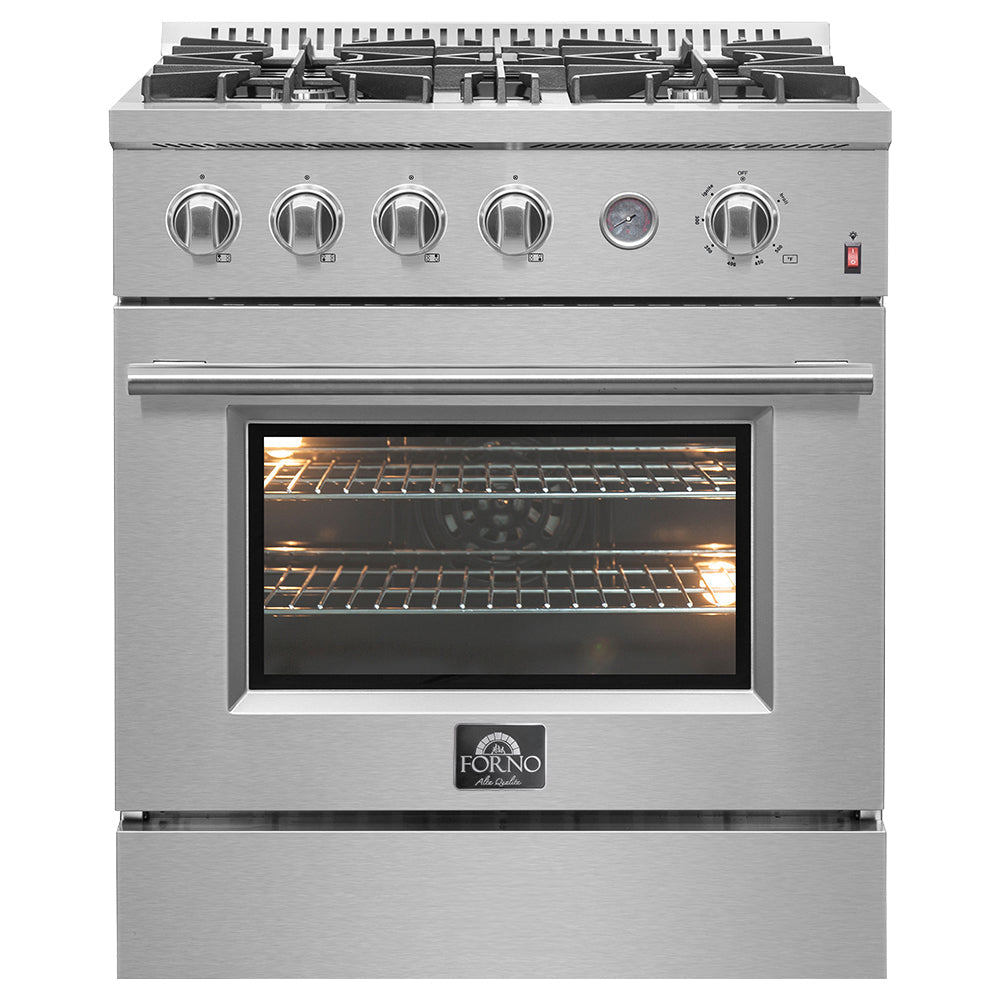 Forno Marco 30-Inch Gas Range with 4 Burners, Built-In Temperature Gauge, 4.32 cu. ft. Oven – Model FFSGS6277-30