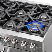 Forno Massimo 36 in. Freestanding French Door Dual Fuel Range with 6 Burners, 5.36 cu. ft. Oven (FFSGS6325-36)