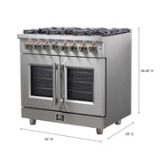 Forno Massimo 36 in. Freestanding French Door Dual Fuel Range with 6 Burners, 5.36 cu. ft. Oven (FFSGS6325-36)
