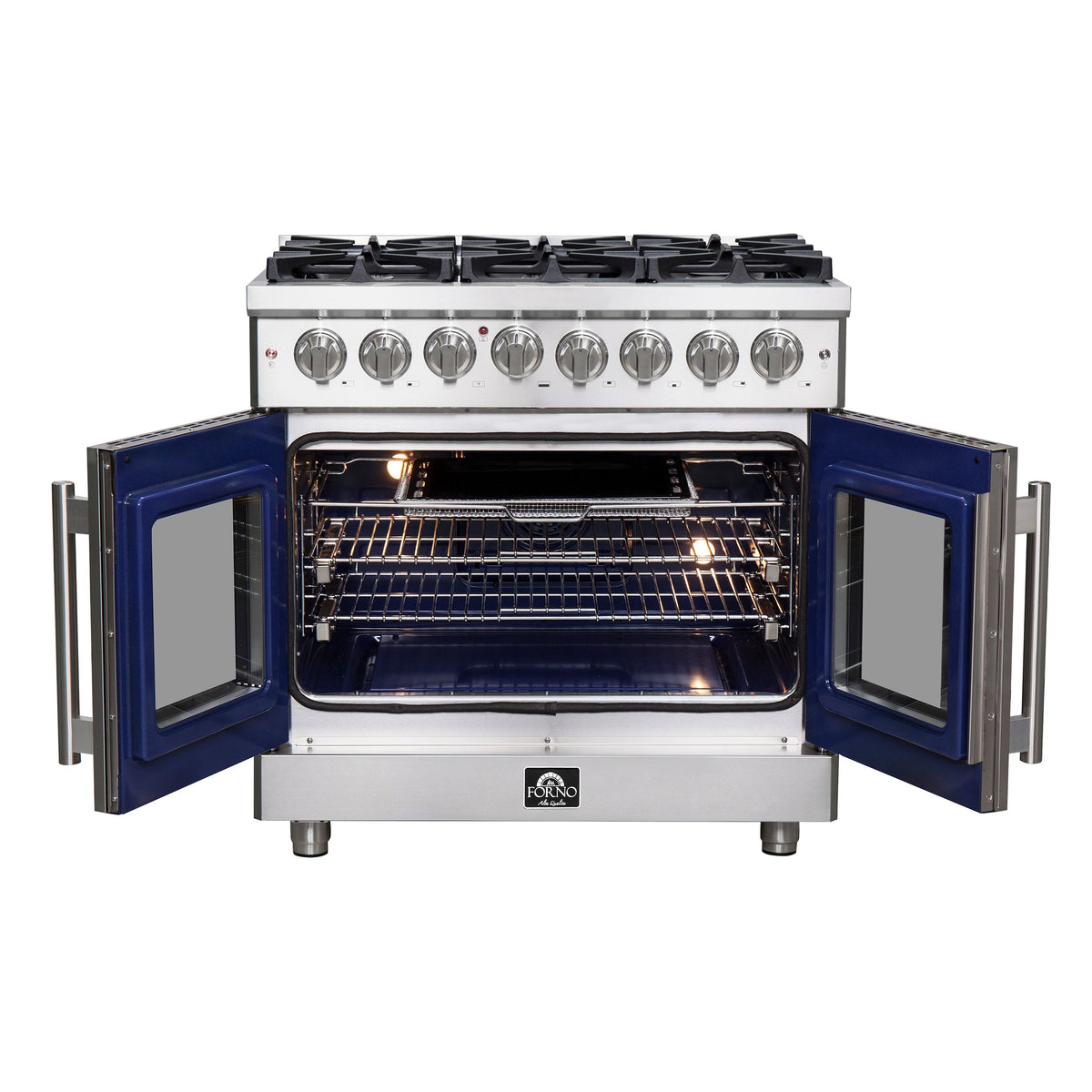 Forno Massimo 36 in. Freestanding French Door Dual Fuel Range with 6 Burners, 5.36 cu. ft. Oven (FFSGS6325-36)