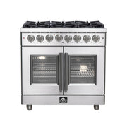 Forno Massimo 36 in. Freestanding French Door Dual Fuel Range with 6 Burners, 5.36 cu. ft. Oven (FFSGS6325-36)