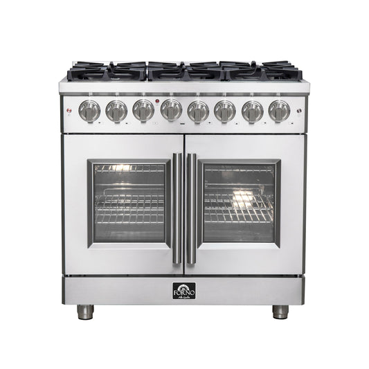 Forno Massimo 36 in. Freestanding French Door Dual Fuel Range with 6 Burners, 5.36 cu. ft. Oven (FFSGS6325-36)