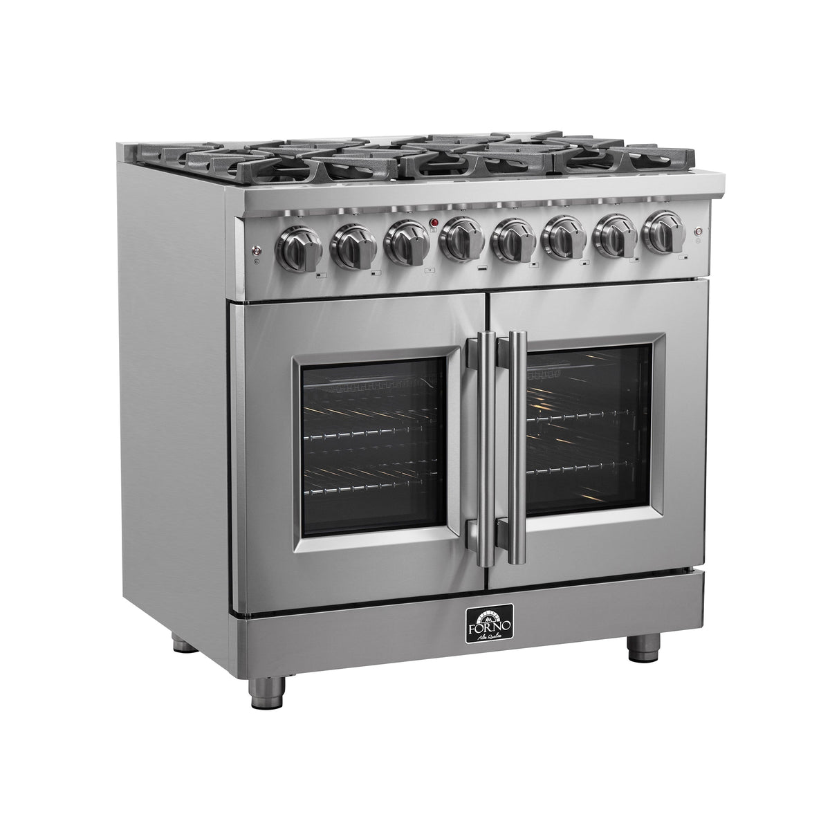 Forno Massimo 36 in. Freestanding French Door Dual Fuel Range with 6 Burners, 5.36 cu. ft. Oven (FFSGS6325-36)