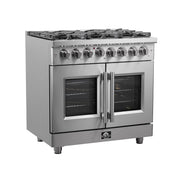Forno Massimo 36 in. Freestanding French Door Dual Fuel Range with 6 Burners, 5.36 cu. ft. Oven (FFSGS6325-36)