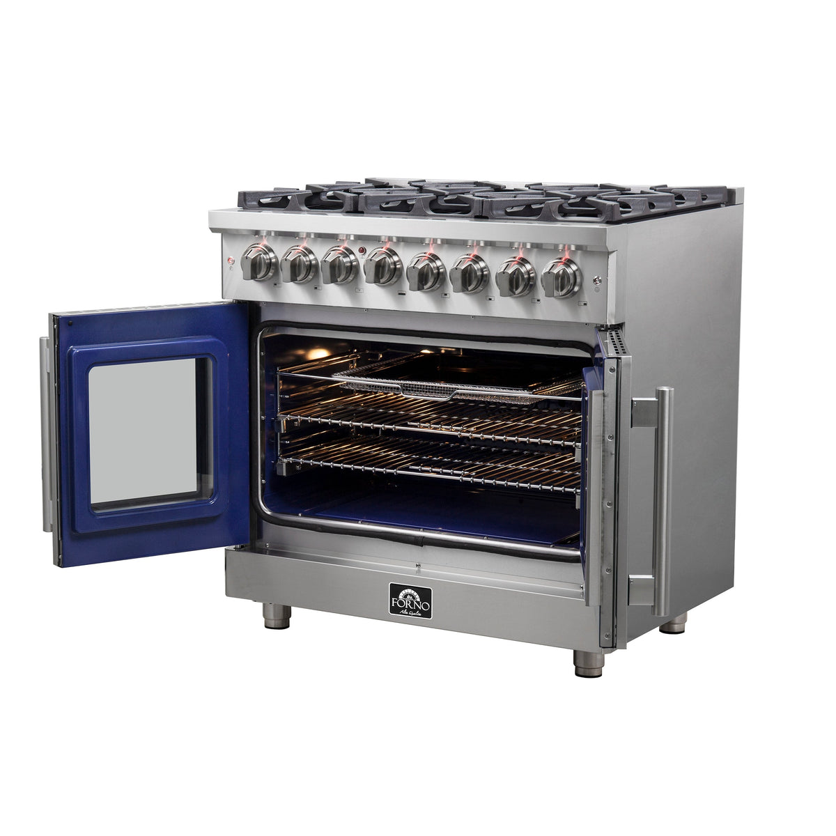 Forno Massimo 36 in. Freestanding French Door Dual Fuel Range with 6 Burners, 5.36 cu. ft. Oven (FFSGS6325-36)