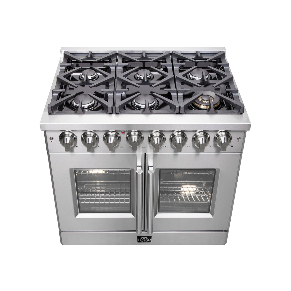 Forno Massimo 36 in. Freestanding French Door Dual Fuel Range with 6 Burners, 5.36 cu. ft. Oven (FFSGS6325-36)