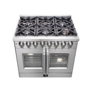 Forno Massimo 36 in. Freestanding French Door Dual Fuel Range with 6 Burners, 5.36 cu. ft. Oven (FFSGS6325-36)