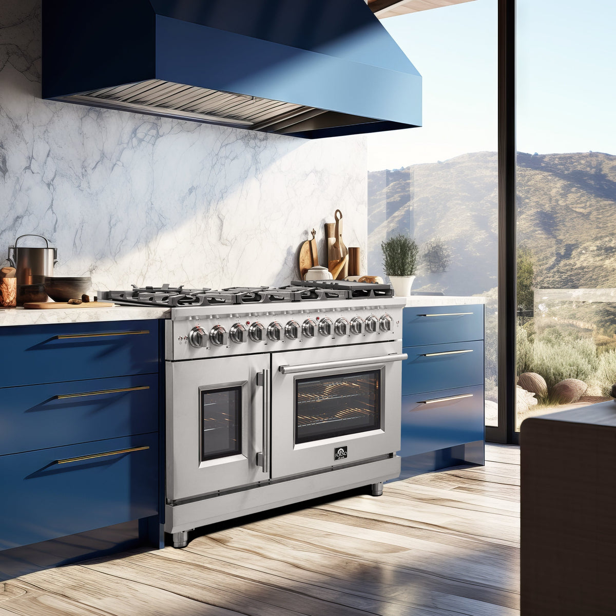 FORNO Massimo 48 in. Freestanding French Door Dual Fuel Range with 8 Sealed Burners (FFSGS6325-48)