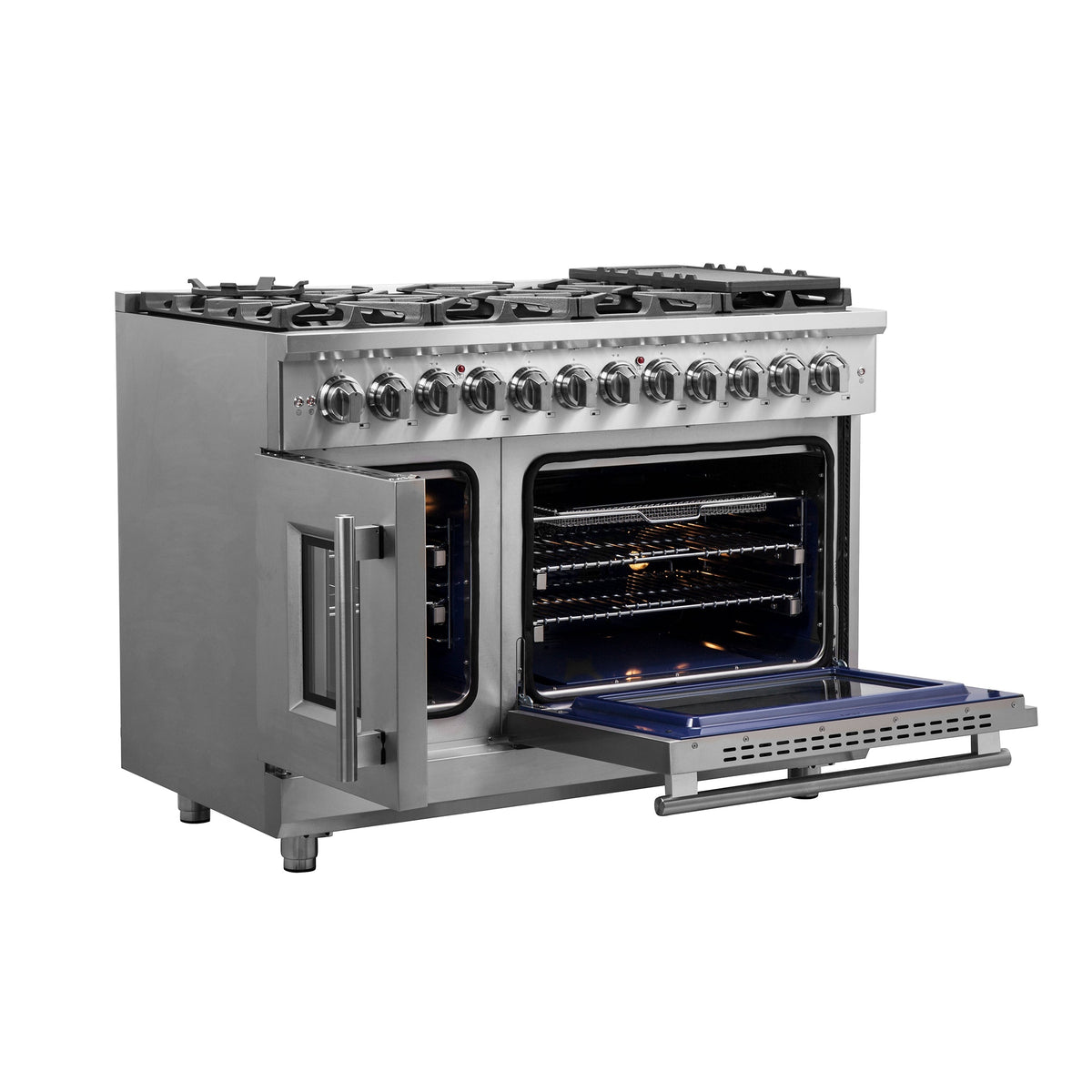 FORNO Massimo 48 in. Freestanding French Door Dual Fuel Range with 8 Sealed Burners (FFSGS6325-48)