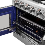 Forno Massimo 30 in. Freestanding French Door Gas Range, 4.32 cu. ft. Oven, 5 Sealed Burners (Model FFSGS6439-30)