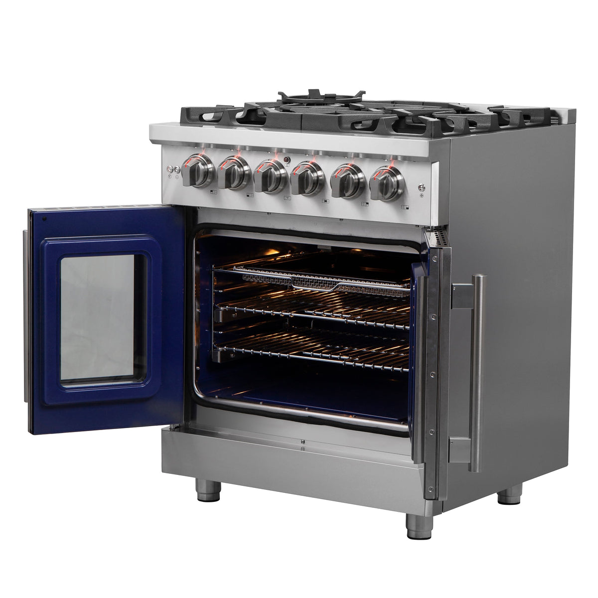 Forno Massimo 30 in. Freestanding French Door Gas Range, 4.32 cu. ft. Oven, 5 Sealed Burners (Model FFSGS6439-30)