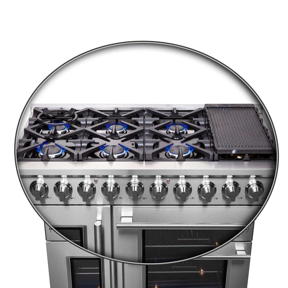 FORNO Massimo 48 in. Freestanding French Door Gas Range, 6.58 cu. ft. Oven, 8 Burners (Model FFSGS6439-48)
