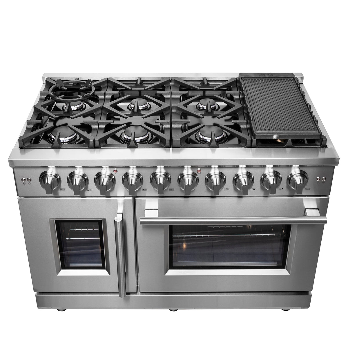 FORNO Massimo 48 in. Freestanding French Door Gas Range, 6.58 cu. ft. Oven, 8 Burners (Model FFSGS6439-48)