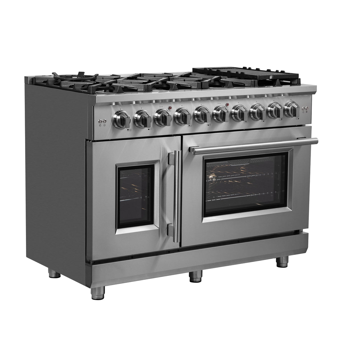 FORNO Massimo 48 in. Freestanding French Door Gas Range, 6.58 cu. ft. Oven, 8 Burners (Model FFSGS6439-48)