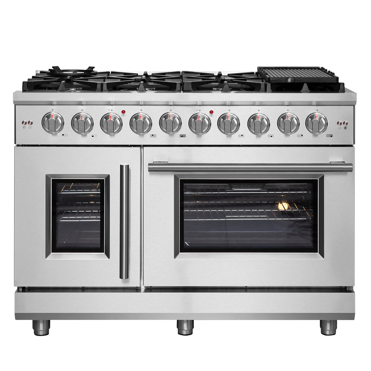 FORNO Massimo 48 in. Freestanding French Door Gas Range, 6.58 cu. ft. Oven, 8 Burners (Model FFSGS6439-48)