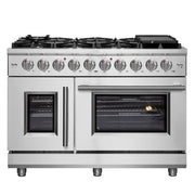 FORNO Massimo 48 in. Freestanding French Door Gas Range, 6.58 cu. ft. Oven, 8 Burners (Model FFSGS6439-48)