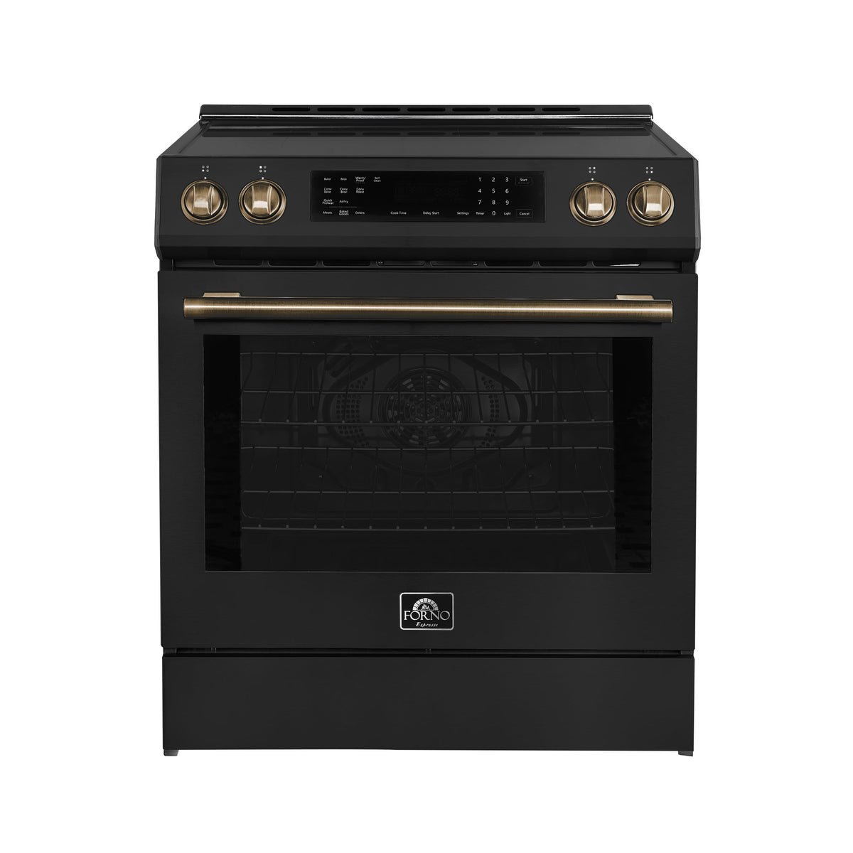 Forno Donatello Espresso 30-Inch Induction Range, 5.0 cu. ft., Air Fry, Self-Clean, Black with Stainless Steel Handles (FFSIN0905-30BLK)