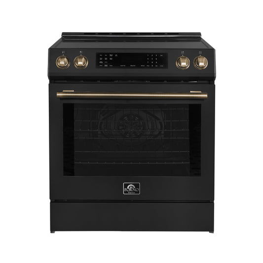 Forno Donatello Espresso 30-Inch Induction Range, 5.0 cu. ft., Air Fry, Self-Clean, Black with Stainless Steel Handles (FFSIN0905-30BLK)