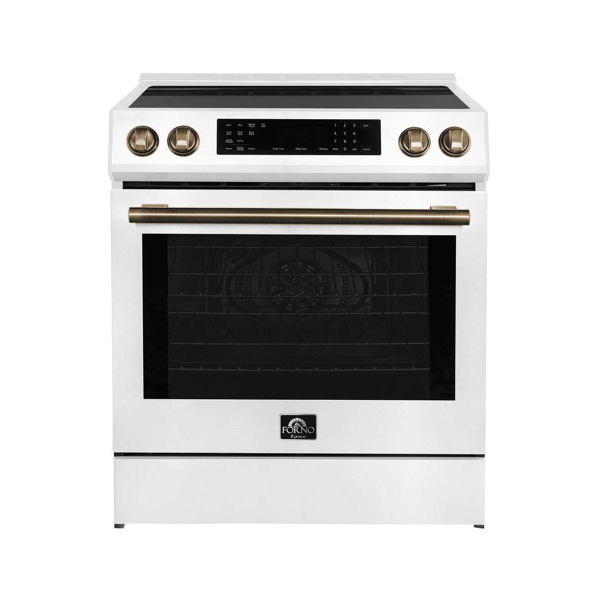 Forno Donatello Espresso 30-Inch Induction Range, 5.0 cu. ft., White, Air Fry, Self-Clean, Stainless Steel Handles (Model FFSIN0905-30WHT)