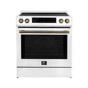 Forno Donatello Espresso 30-Inch Induction Range, 5.0 cu. ft., White, Air Fry, Self-Clean, Stainless Steel Handles (Model FFSIN0905-30WHT)