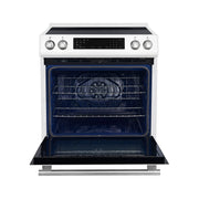 Forno Donatello Espresso 30 in. Induction Range, 5.0 cu. ft. Oven, Air Fry & Self-Clean, White with Stainless Steel Handles (Model FFSIN0905-30WHT)