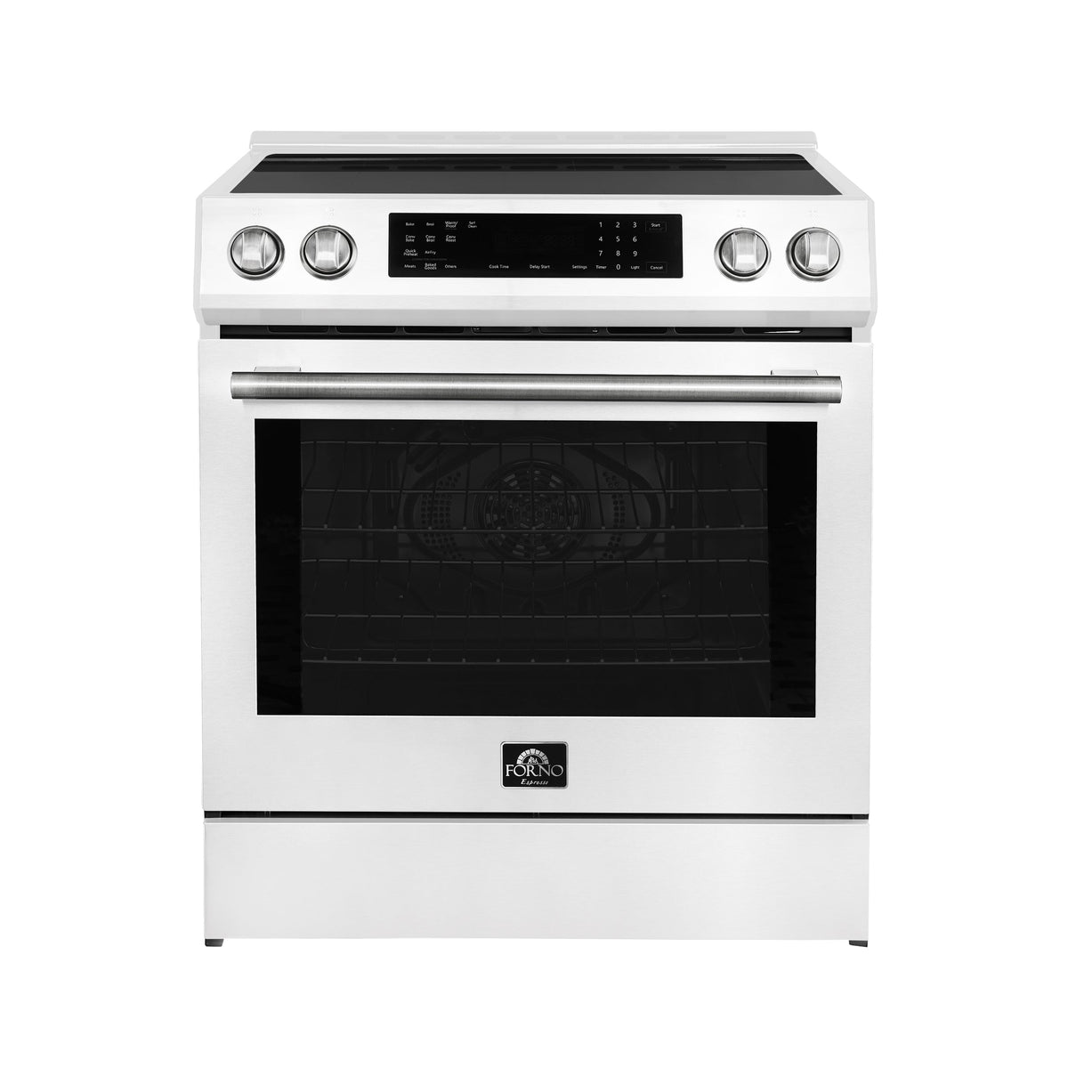 Forno Donatello Espresso 30 in. Induction Range, 5.0 cu. ft. Oven, Air Fry & Self-Clean, White with Stainless Steel Handles (Model FFSIN0905-30WHT)