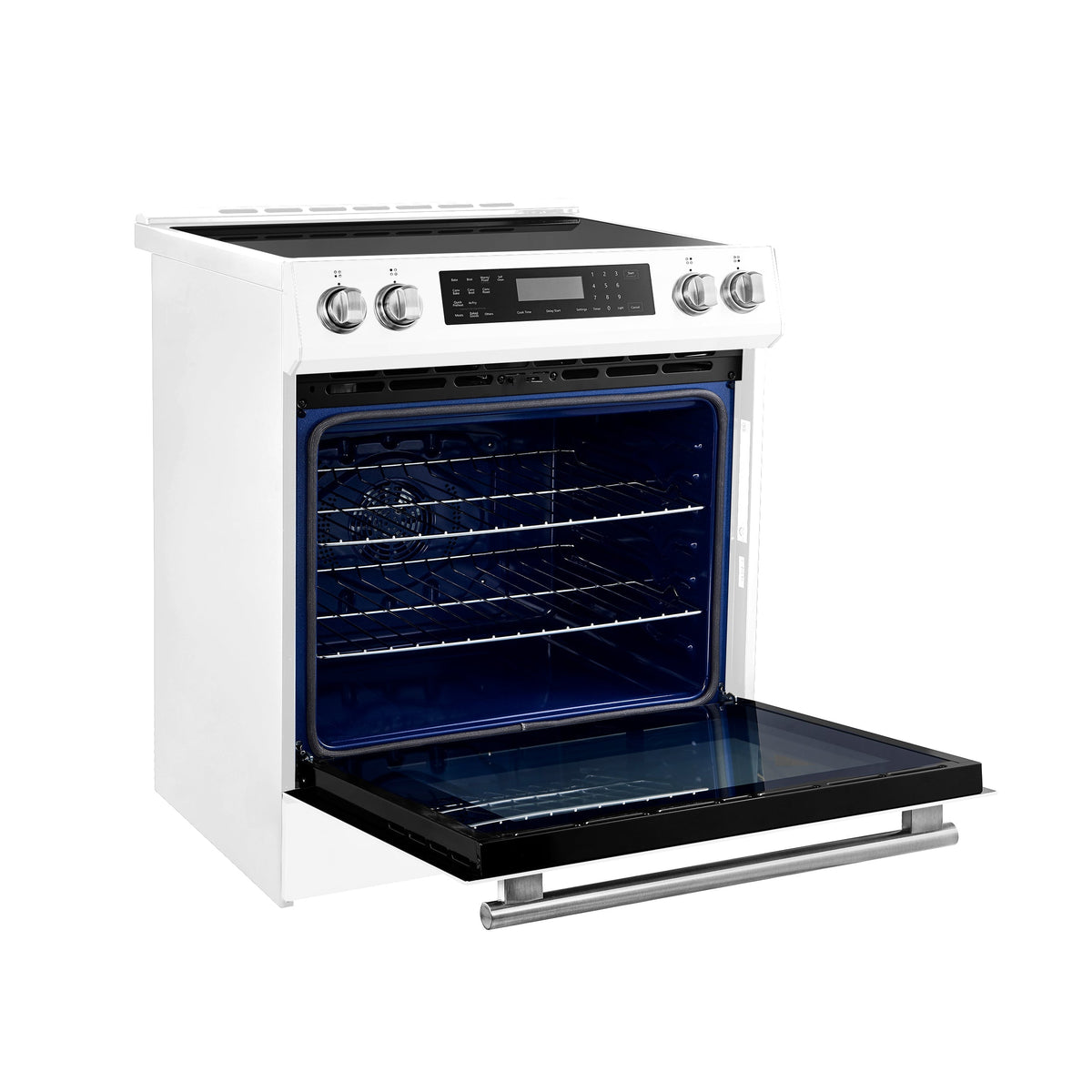 Forno Donatello Espresso 30 in. Induction Range, 5.0 cu. ft. Oven, Air Fry & Self-Clean, White with Stainless Steel Handles (Model FFSIN0905-30WHT)