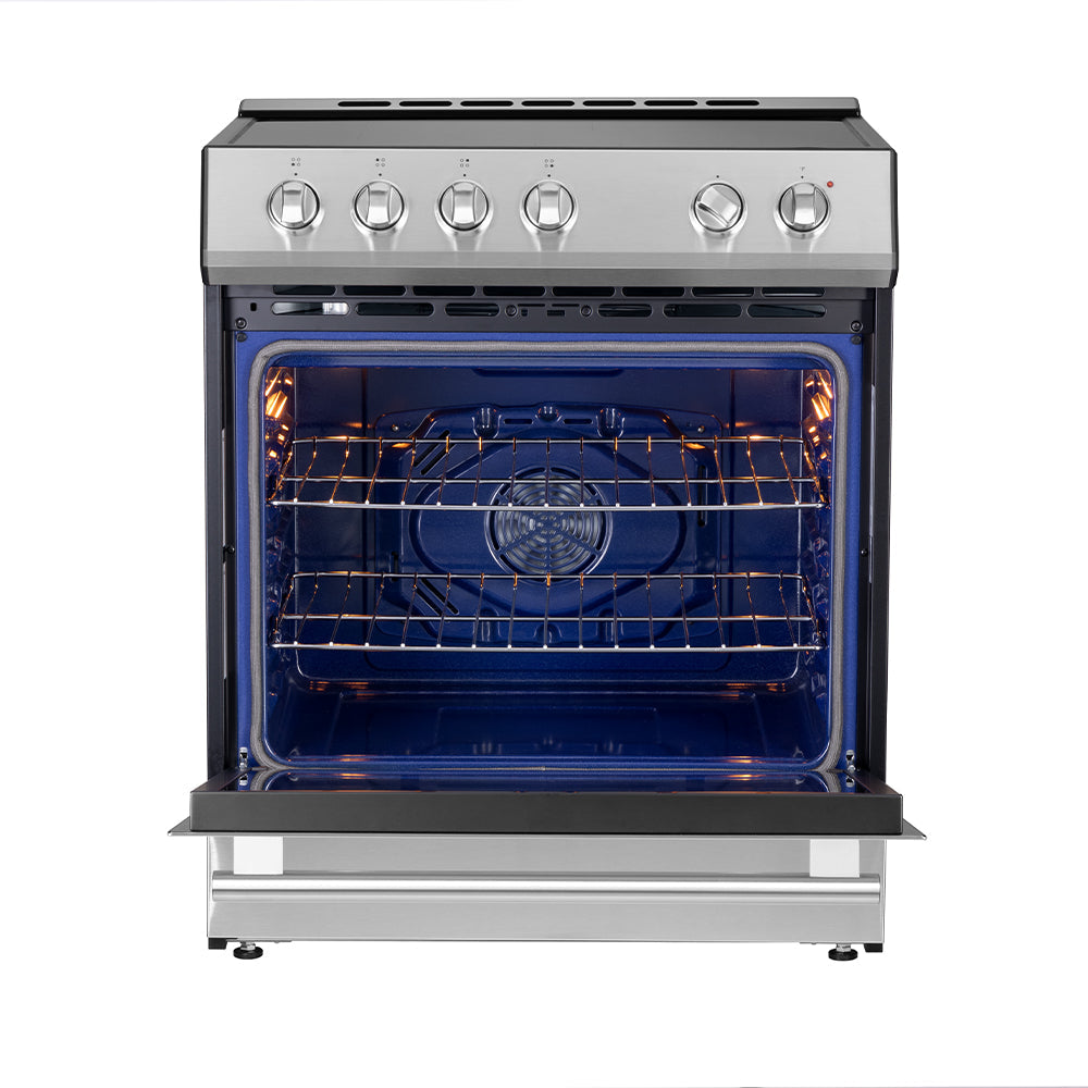 Forno Espresso Leonardo 30-Inch Freestanding Induction Range with Knob Controls, 5.0 cu. ft. Oven Capacity, Stainless Steel with Stainless Steel Accents (Model FFSIN0982-30)