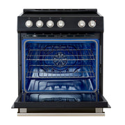 Forno Espresso Leonardo 30-Inch Freestanding Induction Range, 5.0 cu. ft., Black with Stainless Steel Accents (Model FFSIN0982-30BLK)