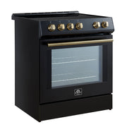 Forno Leonardo Espresso 30-Inch Induction Range, 5.0 cu. ft. Oven, Knob Controls, Black with Stainless Steel Accents (Model FFSIN0982-30BLK)