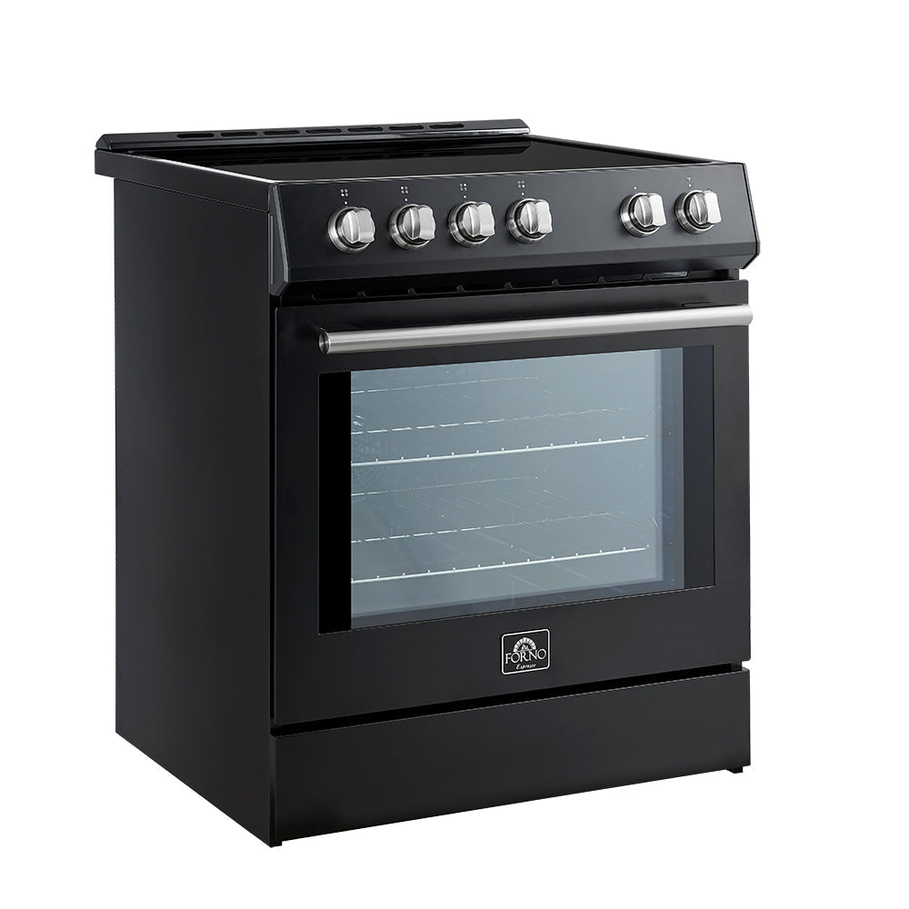 Forno Espresso Leonardo 30-Inch Freestanding Induction Range, 5.0 cu. ft., Black with Stainless Steel Accents (Model FFSIN0982-30BLK)