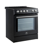 Forno Espresso Leonardo 30-Inch Freestanding Induction Range, 5.0 cu. ft., Black with Stainless Steel Accents (Model FFSIN0982-30BLK)