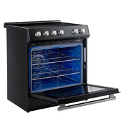 Forno Espresso Leonardo 30-Inch Freestanding Induction Range, 5.0 cu. ft., Black with Stainless Steel Accents (Model FFSIN0982-30BLK)