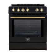 Forno Leonardo Espresso 30-Inch Induction Range, 5.0 cu. ft. Oven, Knob Controls, Black with Stainless Steel Accents (Model FFSIN0982-30BLK)