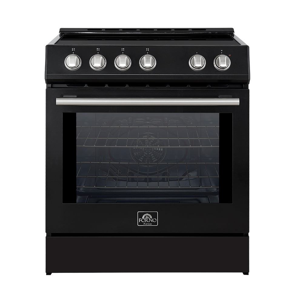 Forno Espresso Leonardo 30-Inch Freestanding Induction Range, 5.0 cu. ft., Black with Stainless Steel Accents (Model FFSIN0982-30BLK)
