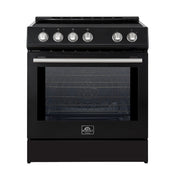 Forno Espresso Leonardo 30-Inch Freestanding Induction Range, 5.0 cu. ft., Black with Stainless Steel Accents (Model FFSIN0982-30BLK)