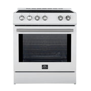 Forno Leonardo Espresso 30-Inch Induction Range, 5.0 cu. ft. Oven, Knob Controls, White with Stainless Steel Accents (Model FFSIN0982-30WHT)