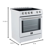 Forno Espresso Leonardo 30-Inch Freestanding Induction Range, 5.0 cu. ft. Oven, Knob Controls, White with Antique Brass Accents (Model FFSIN0982-30WHT)