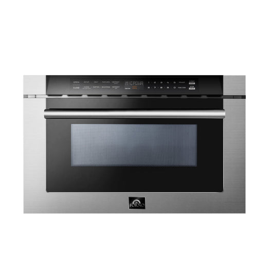 FORNO Capoliveri 24-Inch Built-In Microwave Drawer, 1.2 Cu. Ft., Stainless Steel (Model FMWDR3000-24)