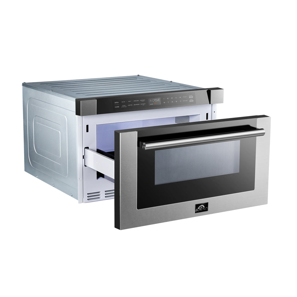 FORNO Capoliveri 24-Inch Built-In Microwave Drawer, 1.2 Cu. Ft., Stainless Steel (Model FMWDR3000-24)