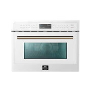 FORNO Oliena 24-Inch Built-In Microwave Oven, 1.6 cu. ft., White with Antique Brass Handle (Model FMWDR3093-24WHT)
