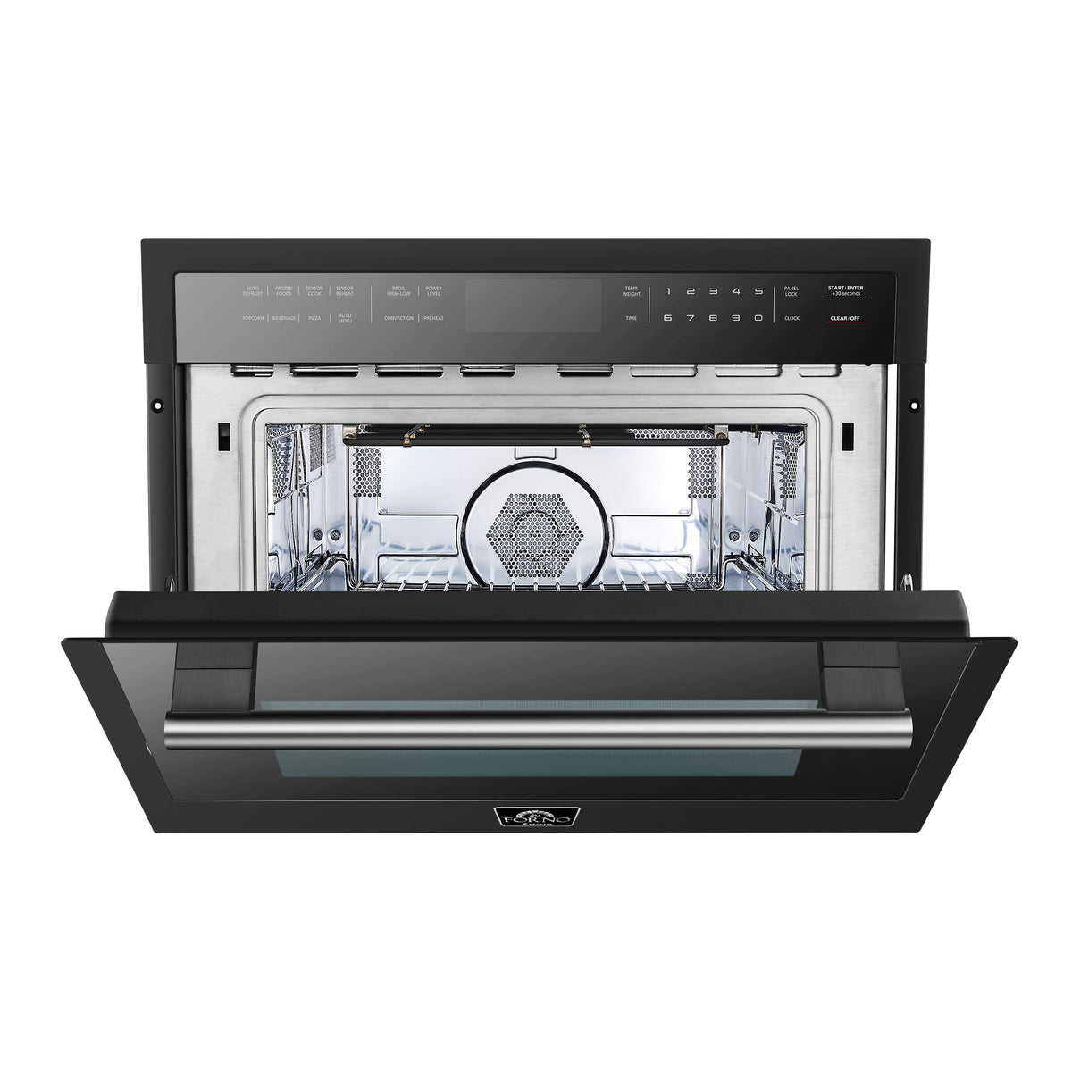 FORNO Oliena 24-Inch Built-In Microwave Drawer Oven, 1.6 cu. ft., Black with Stainless Steel Handle (FMWDR3093-24BLK)