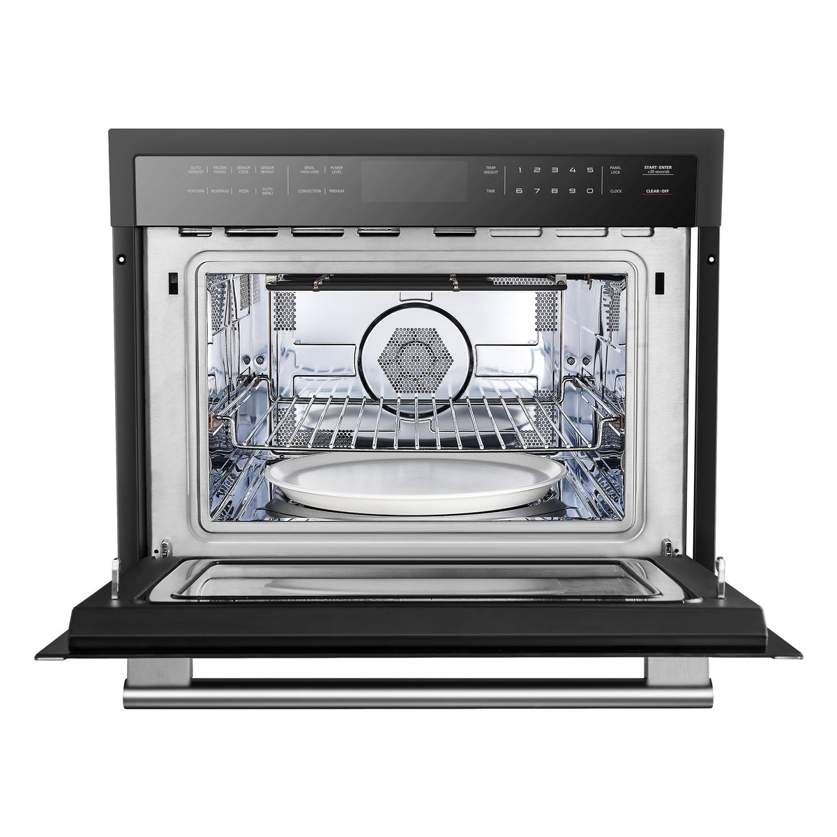 FORNO Oliena 24-Inch Built-In Microwave Drawer Oven, 1.6 cu. ft., Black with Stainless Steel Handle (FMWDR3093-24BLK)