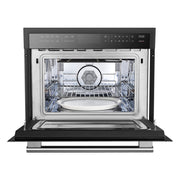 FORNO Oliena 24-Inch Built-In Microwave Drawer Oven, 1.6 cu. ft., Black with Stainless Steel Handle (FMWDR3093-24BLK)