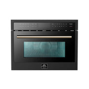 FORNO Oliena 24-Inch Built-In Microwave Oven, 1.6 cu. ft., Black with Antique Brass Handle (Model FMWDR3093-24BLK)