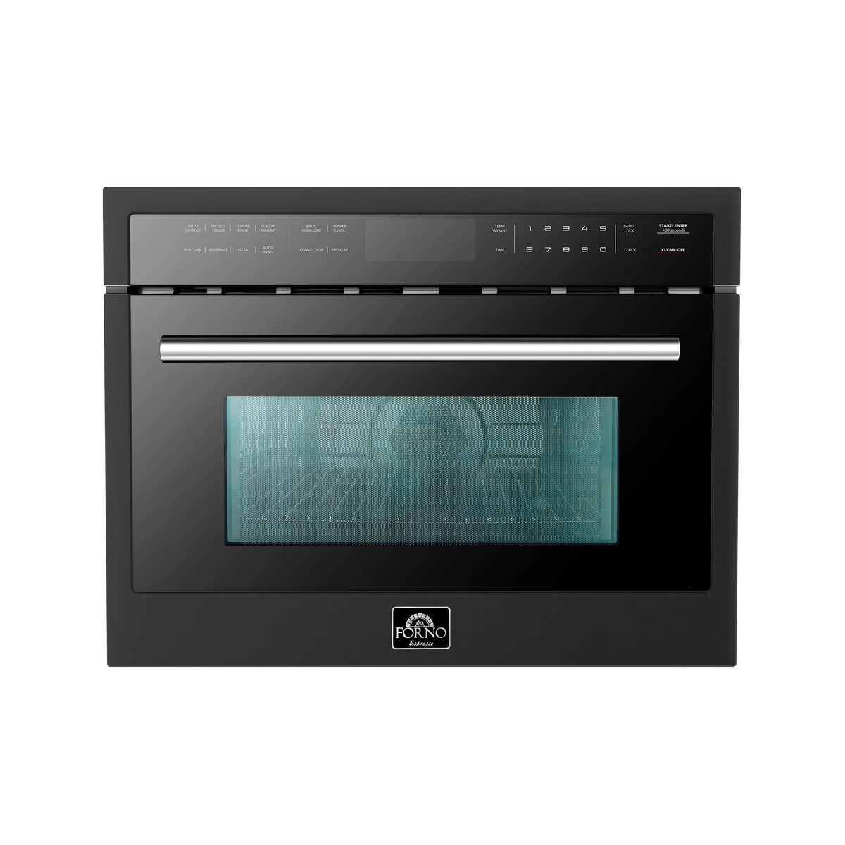 FORNO Oliena 24-Inch Built-In Microwave Drawer Oven, 1.6 cu. ft., Black with Stainless Steel Handle (FMWDR3093-24BLK)